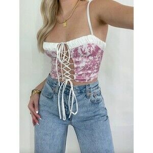 Womens Corset Top Tapestry Whimsigoth Size S Coquette Sexy Renaissance Burlesque